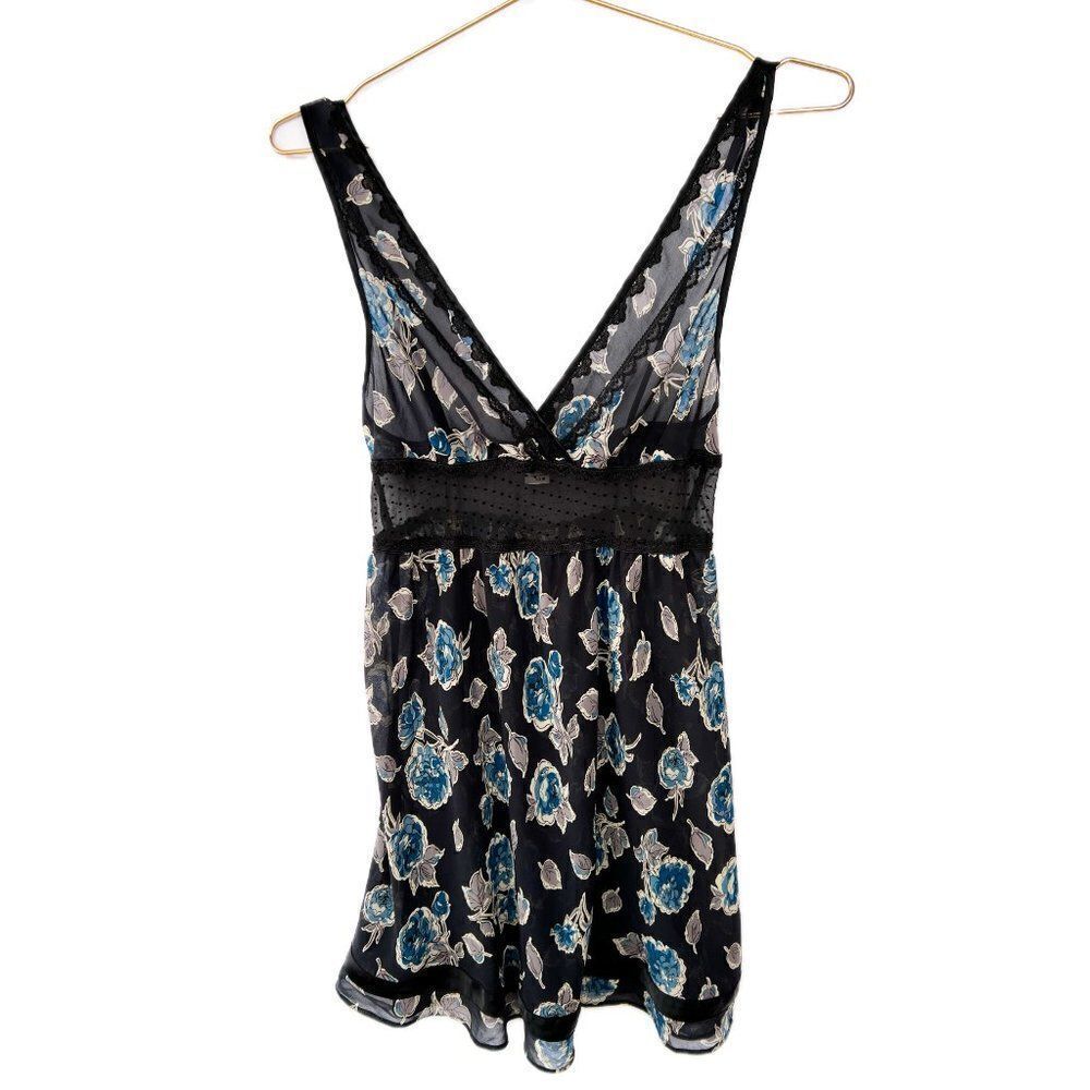 Victoria's Secret Navy Blue Purple Floral Babydoll